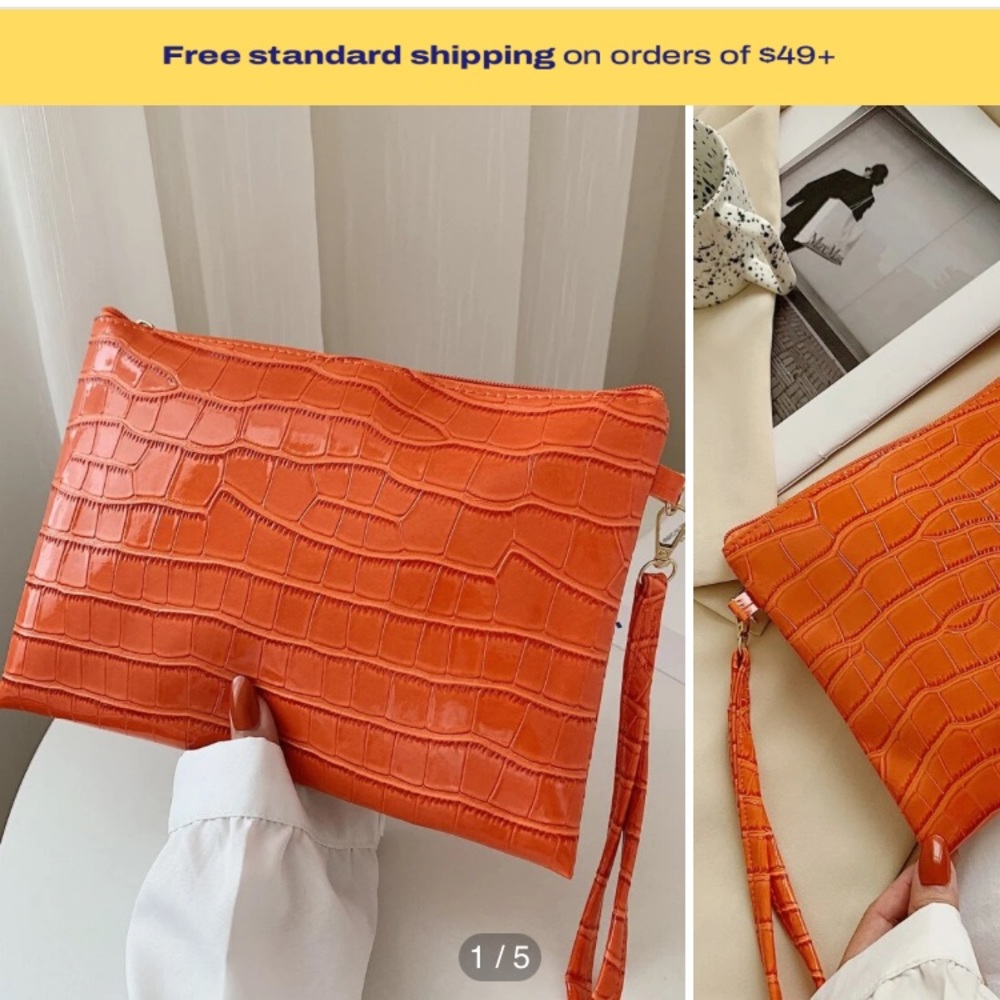 Croc Embossed Wristlet Bag